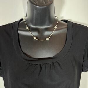 Necklace with Faux Pearls and Silver Tone Chain 17" Choker